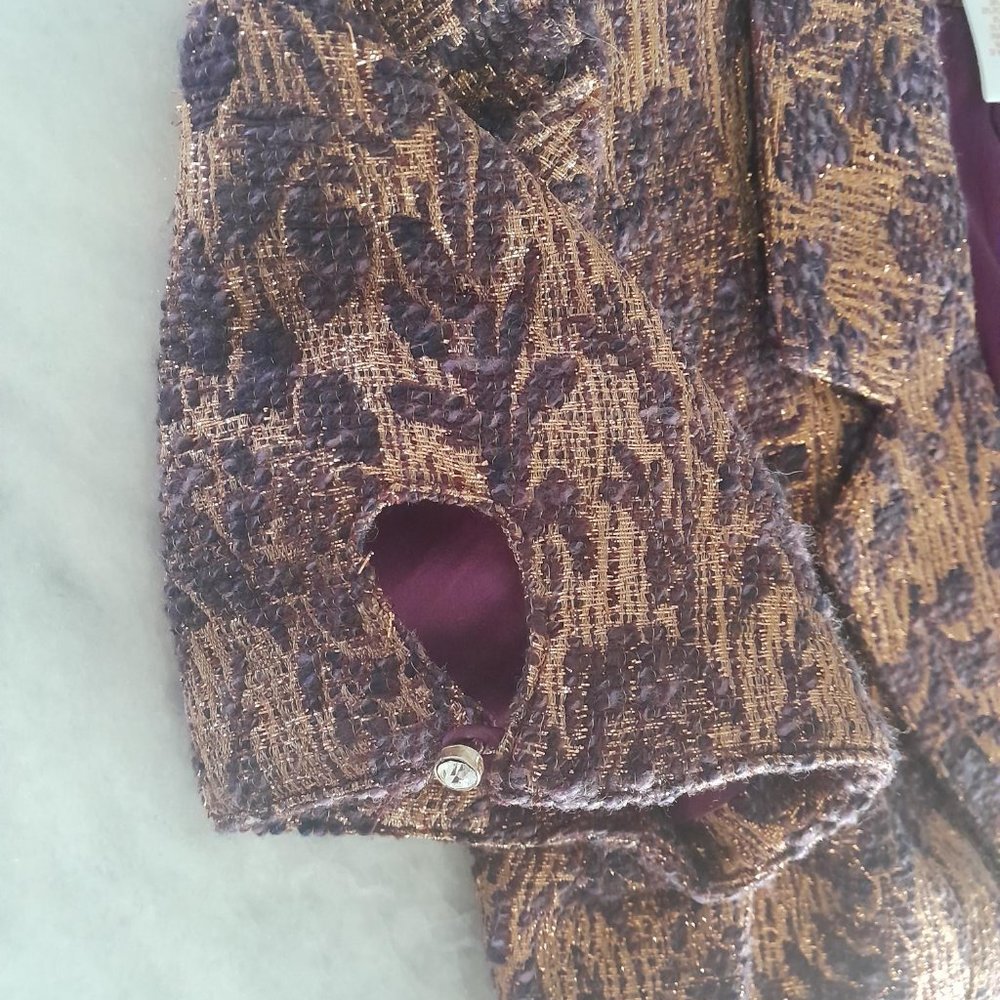 LaRok Brocade gold purple crop jacket size - Picture 10 of 11